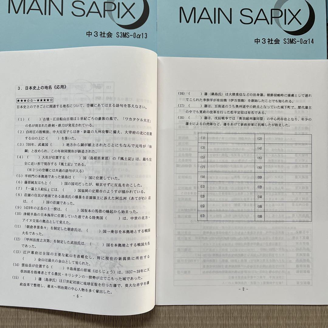 MAIN SAPIX 中学3年 社会