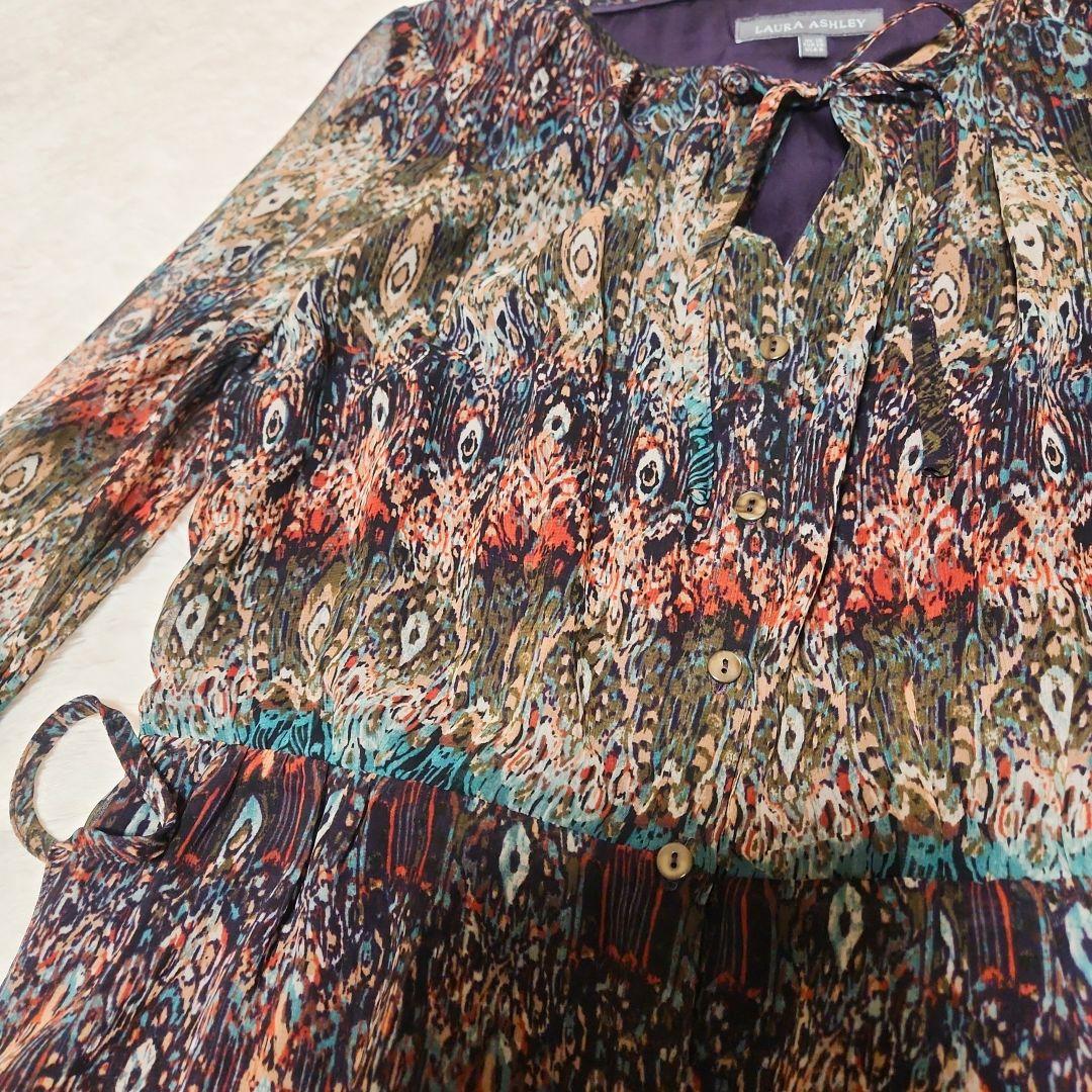 LAURA ASHLEY☆ローラアシュレイ☆ロングシフォンワンピース☆M