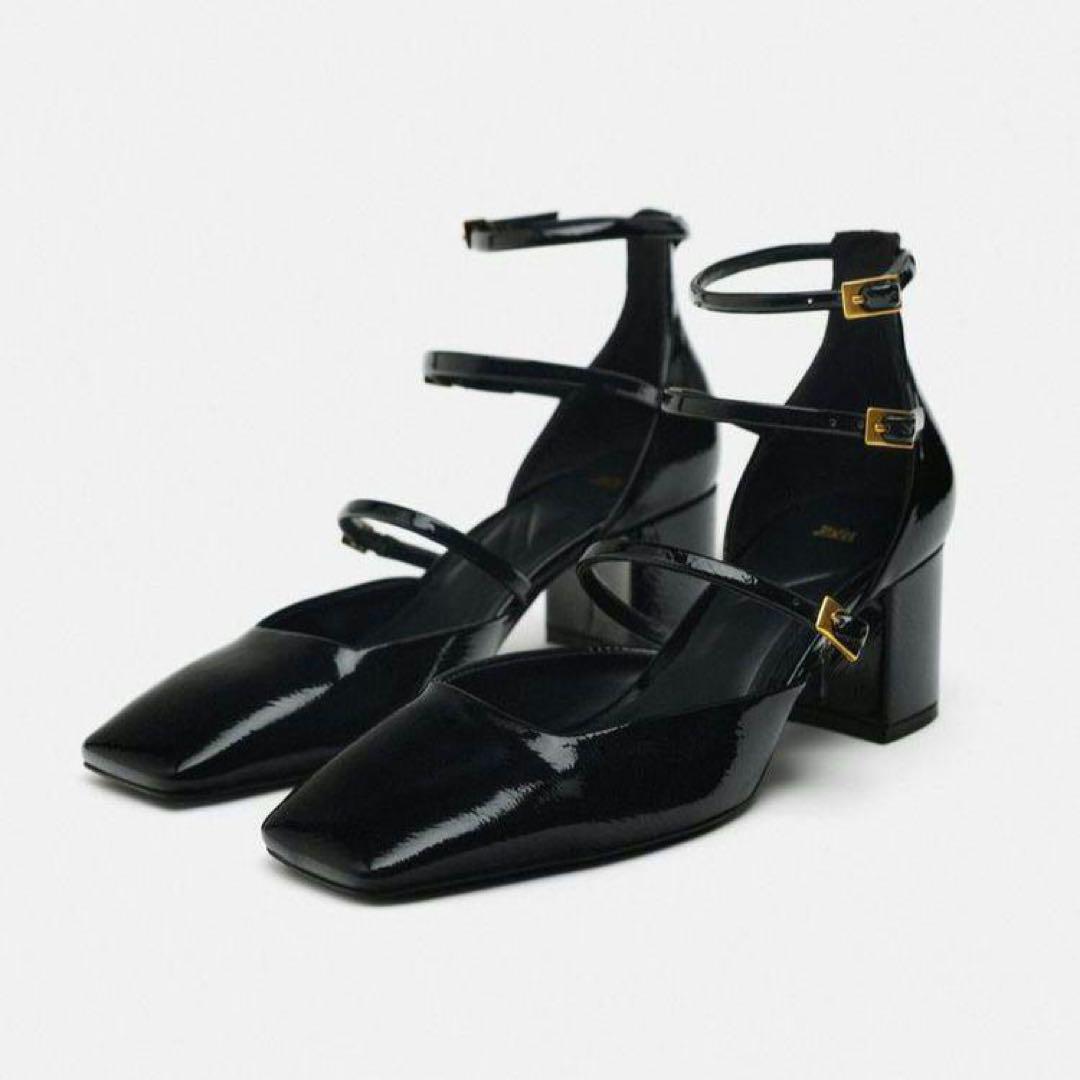 韓国 ファッション通販 ZARA メルカリ - バックル ブロックヒールシューズ 靴