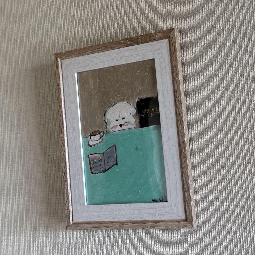 絵画。原画【可愛い猫ちゃんとワンちゃん】