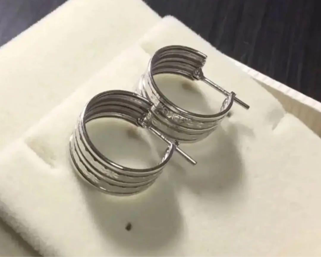 初売り初売り ✿PT900フローラルカットボリュームラインピアス アクセサリー