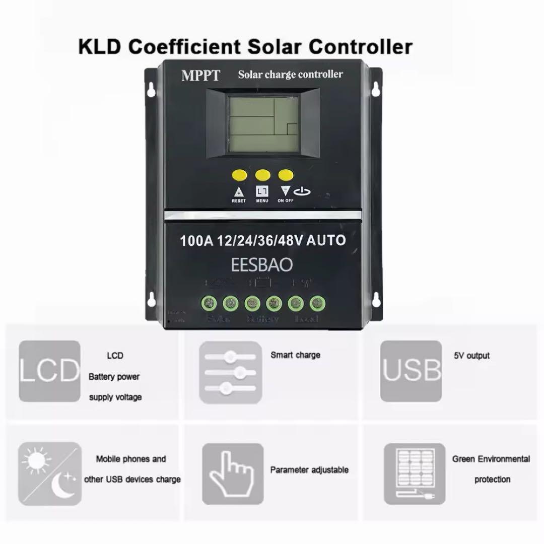 自動管理ソーラーチャー ジコントローラー USB 過負荷保護 MPPT 100A