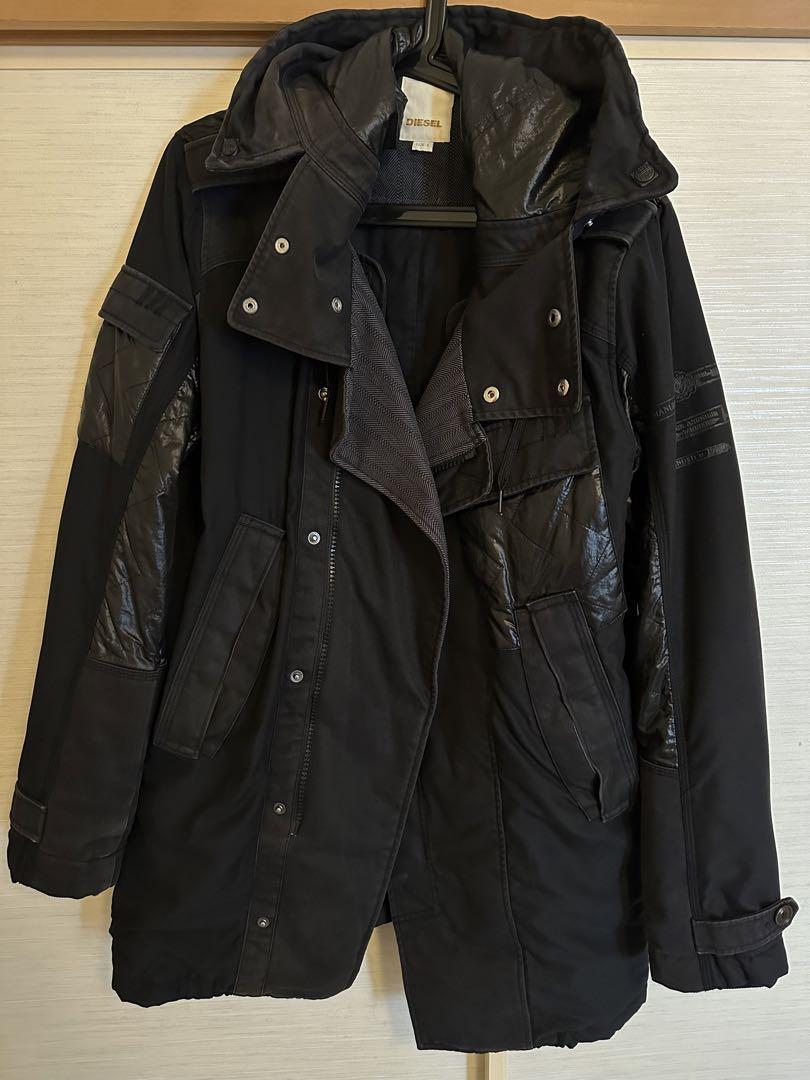 DIESEL 【Lサイズ】異素材オールブラックモッズコート