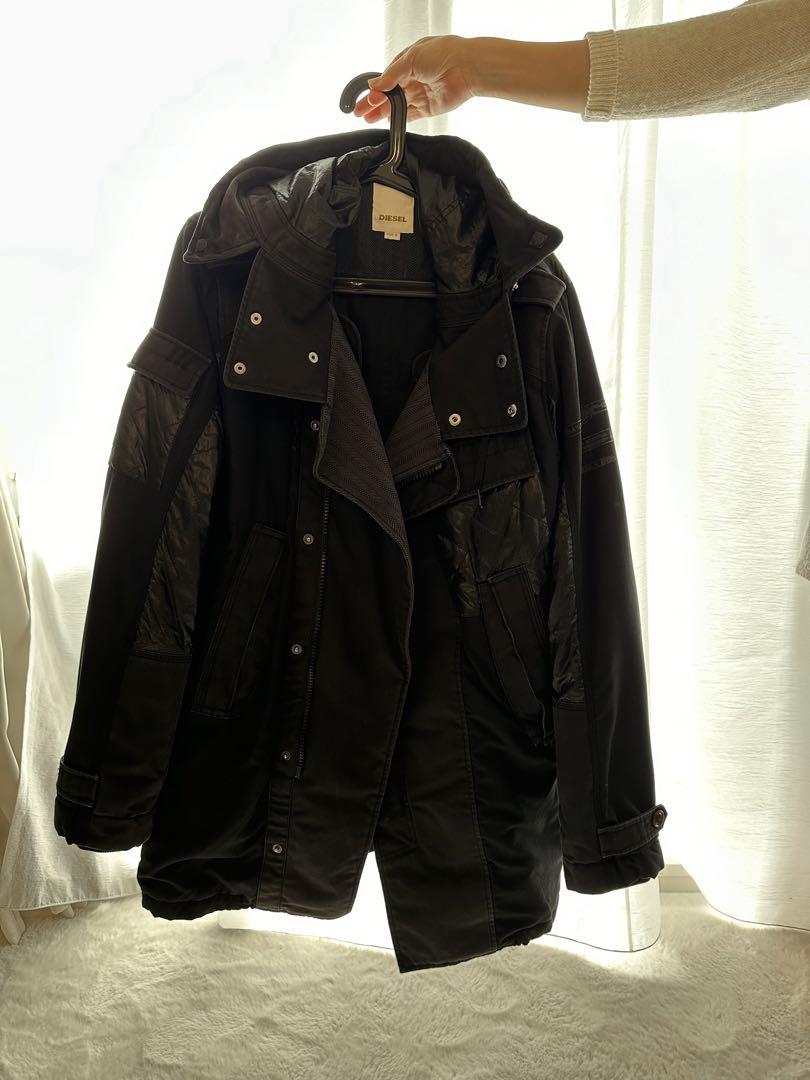 DIESEL 【Lサイズ】異素材オールブラックモッズコート