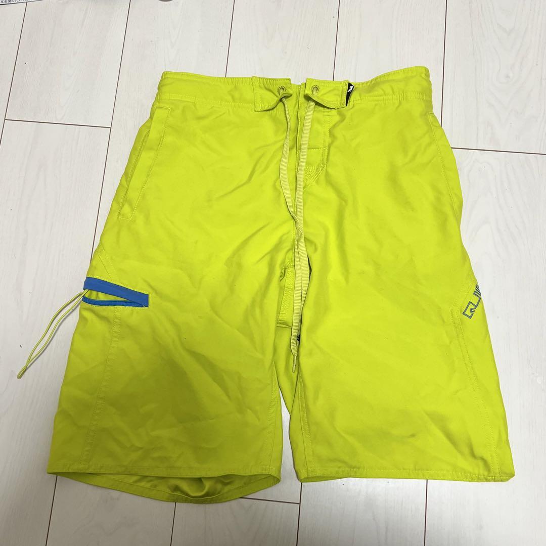 水着メンズS】QUIKSILVER サーフパンツ 蛍光イエロー 水陸両用