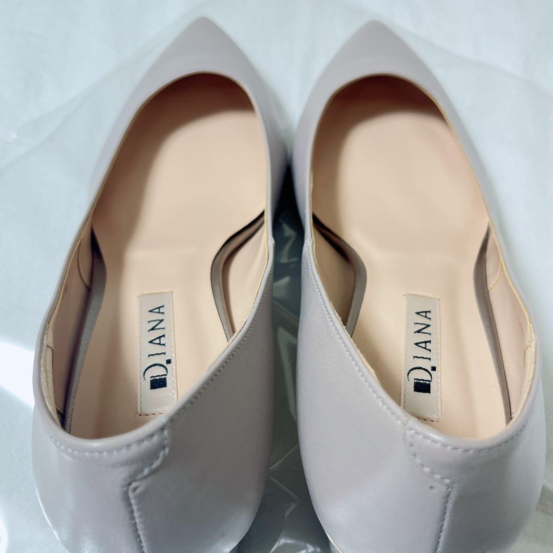 極美品　DIANA グレージュ　本革　パンプス クロコ型押し　24.5
