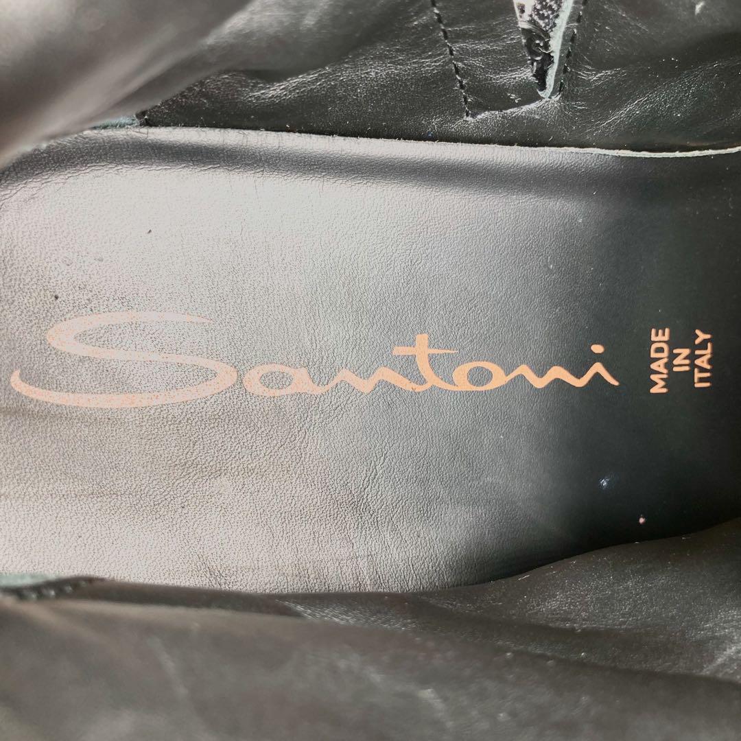 【ほぼ未使用】SANTONI サントーニ スウェードレザーサイドジップスニーカー