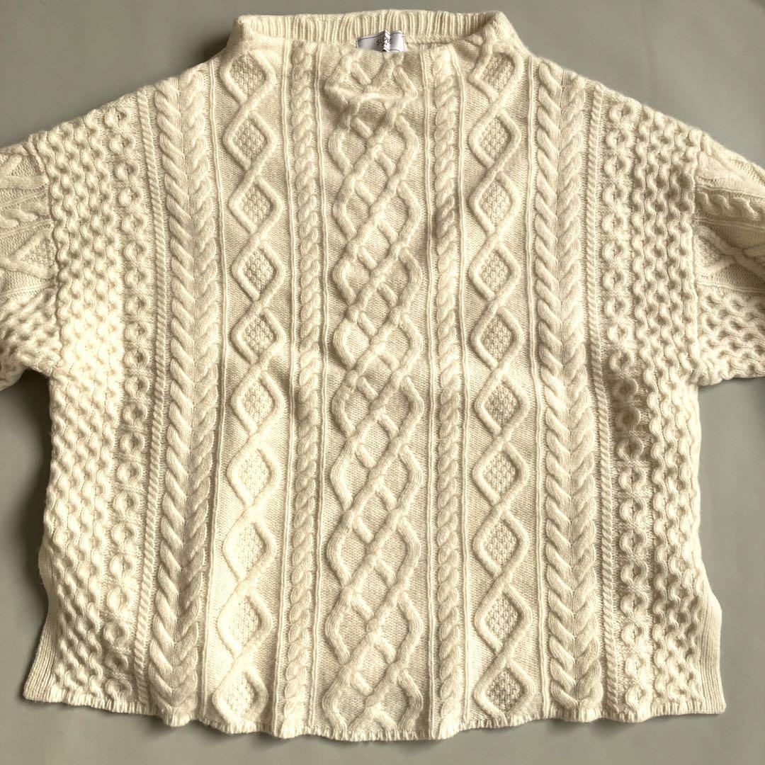 美品　スローブイエナ　SLOBE IENA ウールケーブル編みニット　アラン編み
