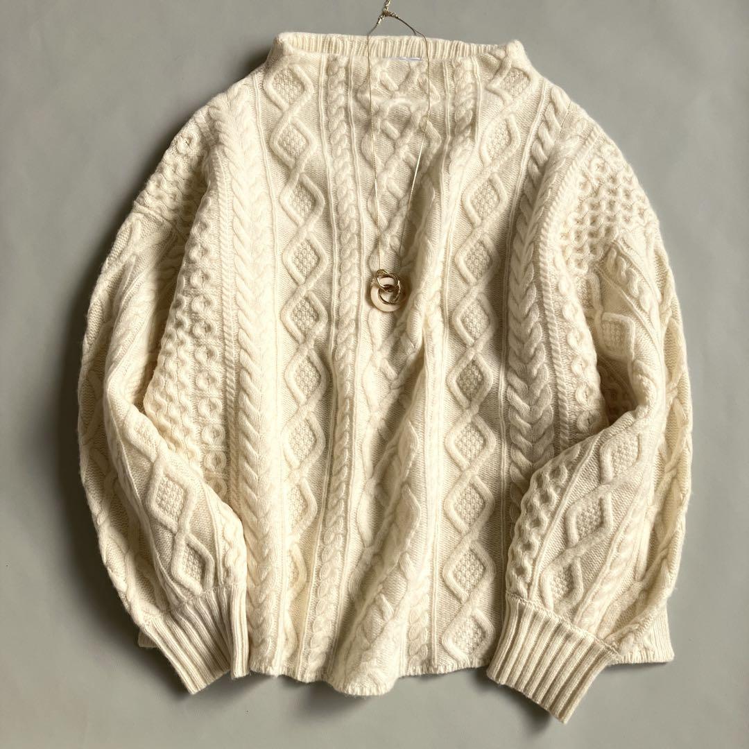 美品　スローブイエナ　SLOBE IENA ウールケーブル編みニット　アラン編み