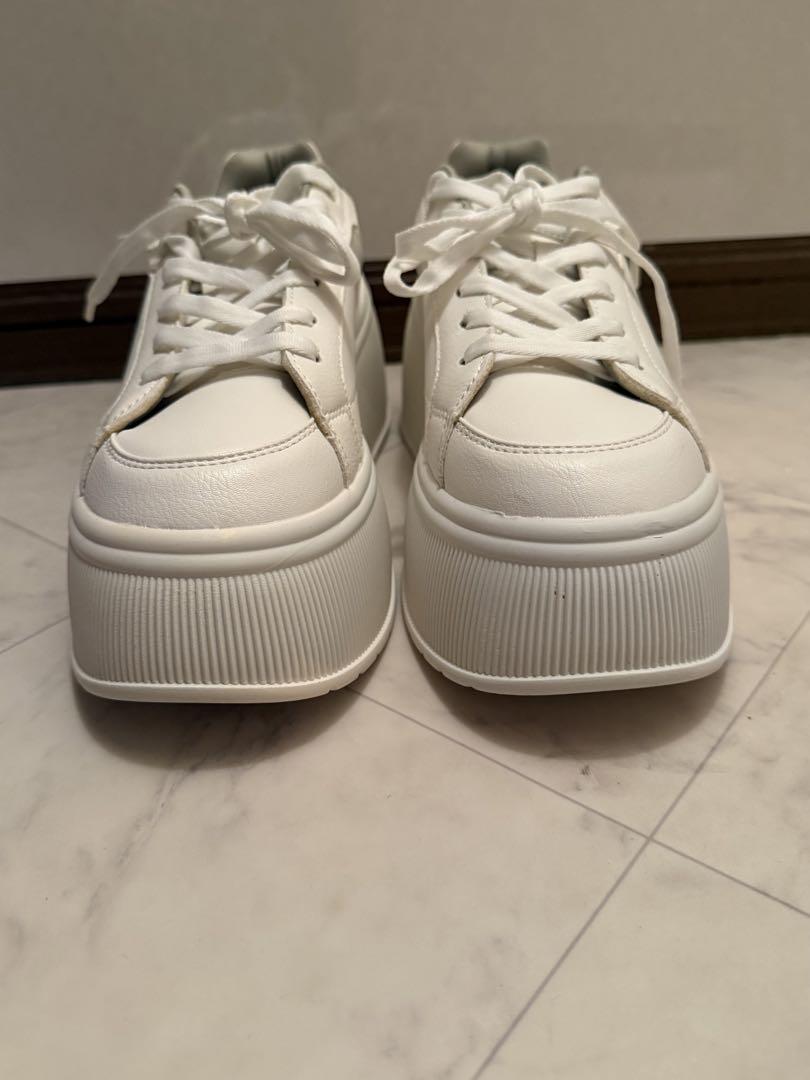 ZARA 39 ホワイト 厚底 プラットフォームスニーカー