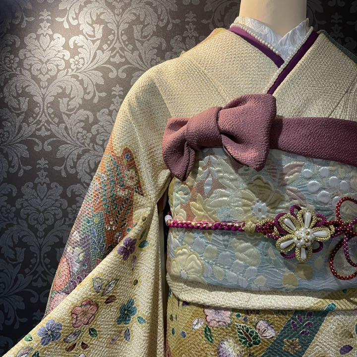 美品　総絞り　辻ヶ花　膨れ織り　珍品　秀品　振袖　フルセット