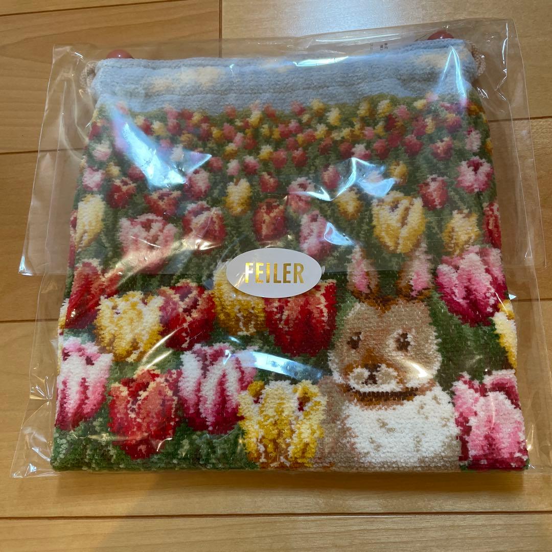 『FEILER』フェイラー　コスメキッチン限定　チューリップラビット　巾着