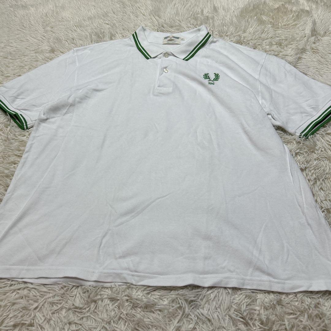 FRED PERRY ワンポイント刺繍ロゴ　イングランド製　ポロシャツ　XXL白