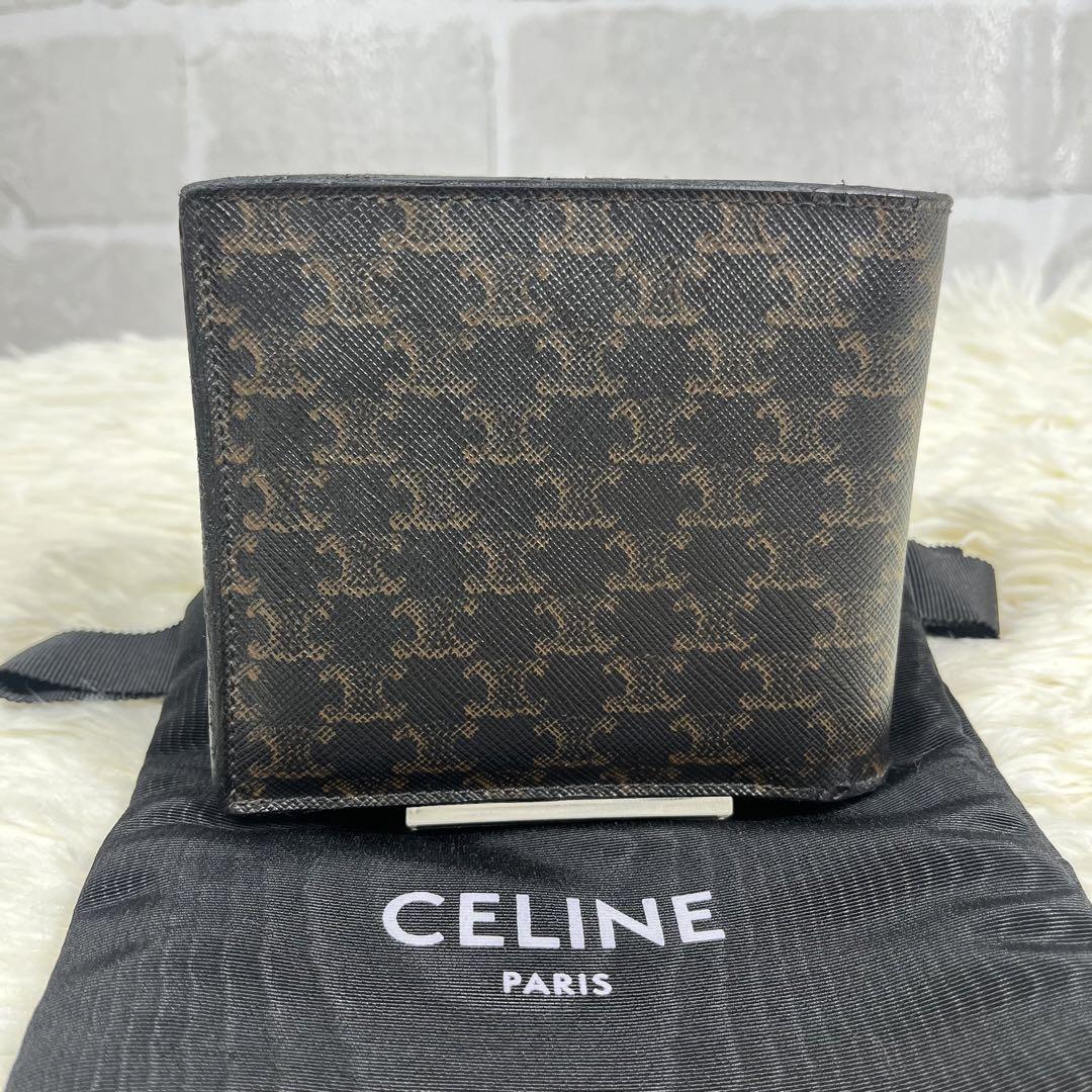 CELINE セリーヌ マカダム 黒マカダム トリオンフ 二つ折り財布