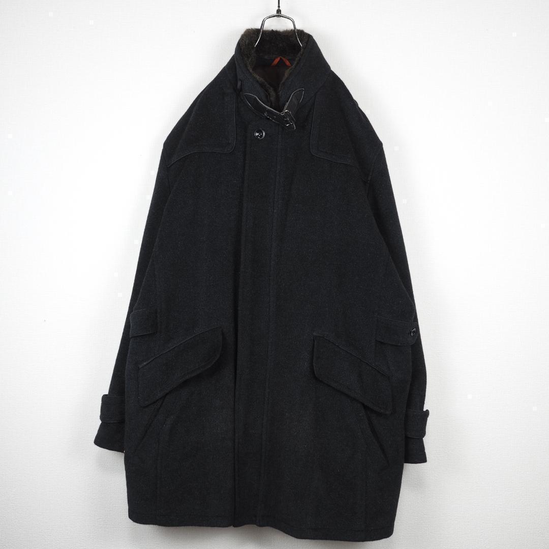 G5794*ウィルクスバッシュフォード☆アンゴラ☆ステンカラーコート☆黒☆LL