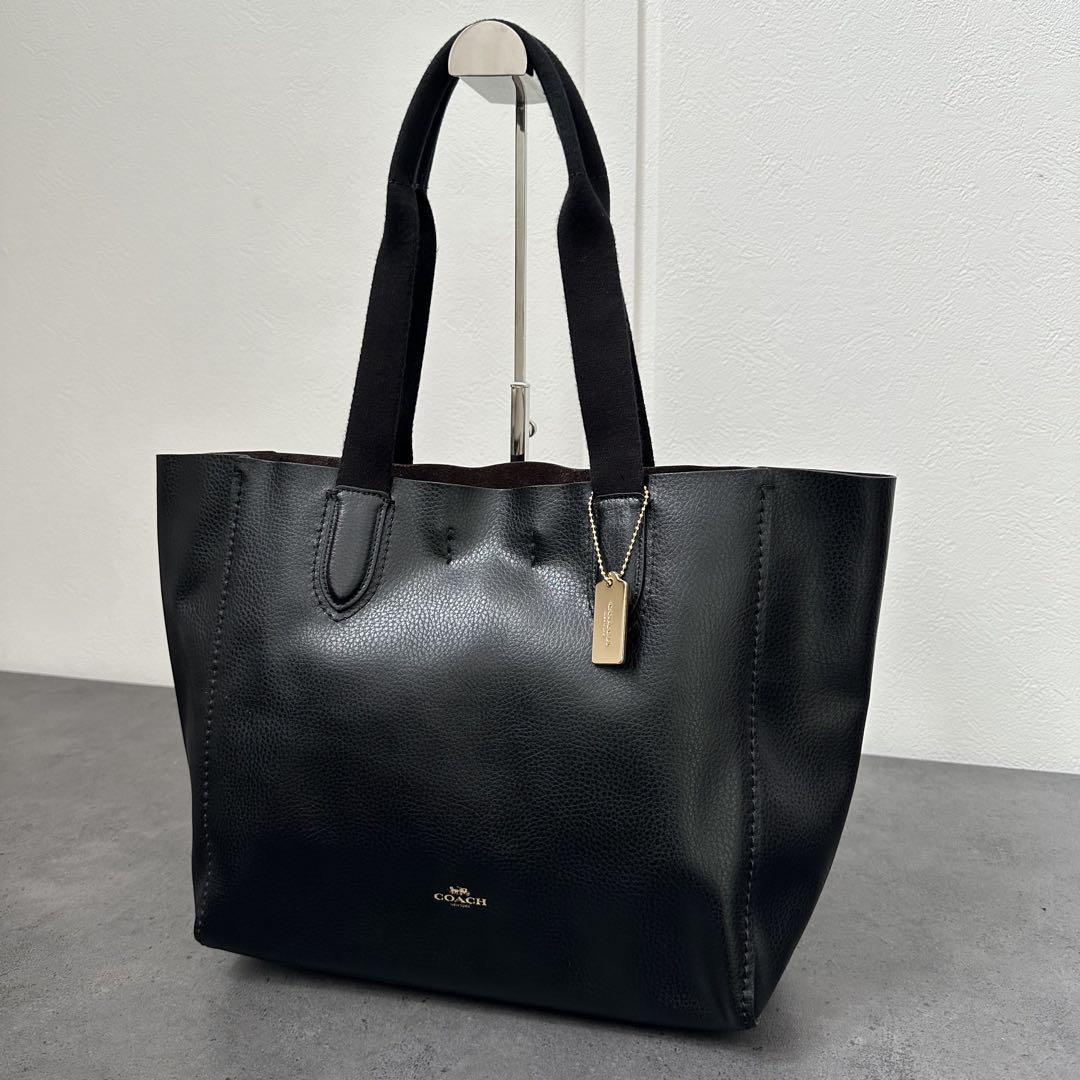 COACH ダービー トート ペブル レザー　ブラック