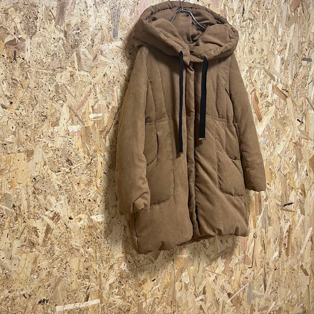 a74【Bou Jeloud】ブラウン フード付き ダウンジャケット