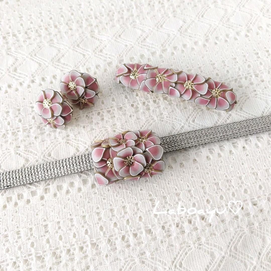 売約済み バレッタ中〈Bouquet・グレイッシュピンクな八重の桜・盛り〉 画像3