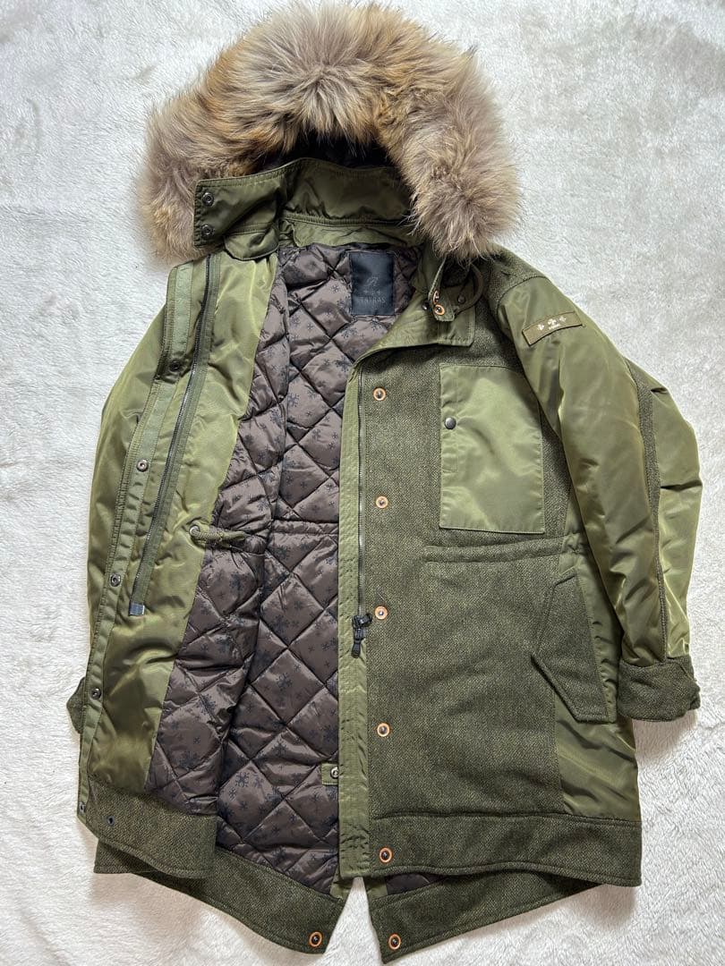 タトラス Rライン モッズコート ツイード ナイロン カーキ サイズ1S TATRAS