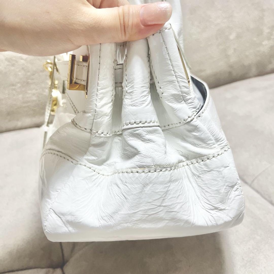 A.D.M.J クロコ ハンド バッグ ホワイト レア 限定 レザー 美品 A.D.M.J クロコ ハンド バッグ ホワイト レア 限定 レザー 美品