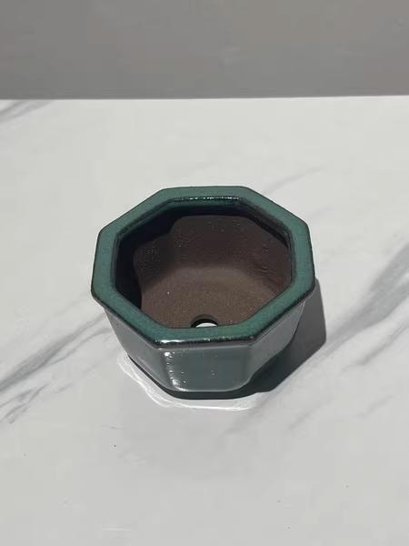 緑色八角形陶器プランター
