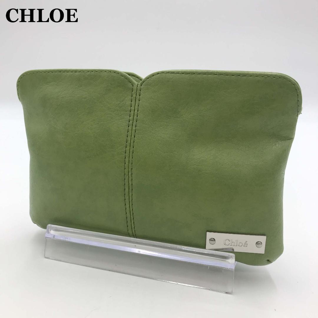 準備中 CHLOE グリーンレザークラッチバッグ