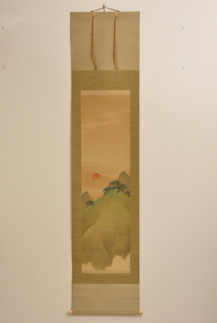 山元春挙「桃」掛軸 紙本　画賛　共箱 山元春挙「桃」掛軸 紙本 画賛 共箱