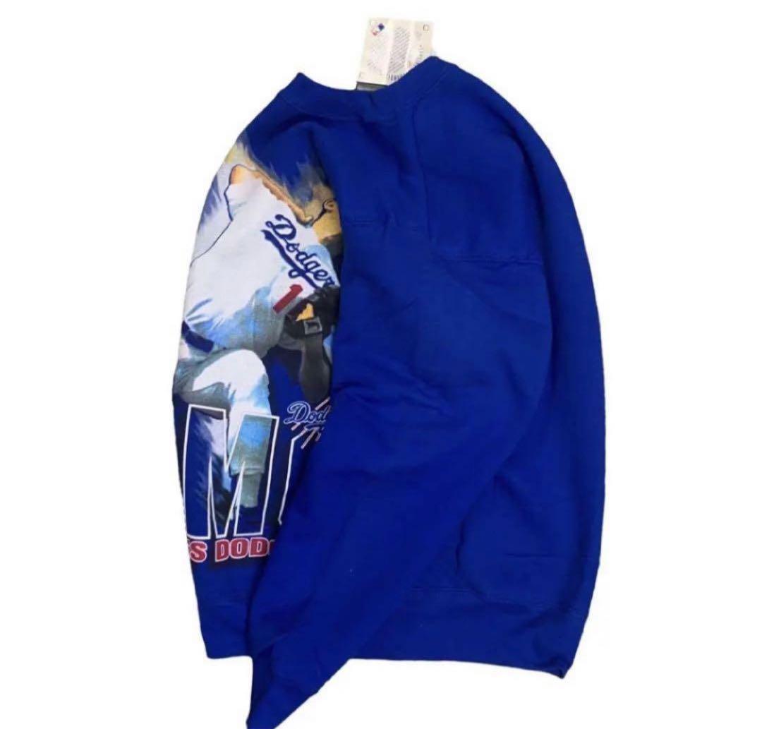 あいみょん着用　新品　野茂英雄 スウェット　ネイビー　紺　M デッドストック 90s USA製 ドジャース 野茂英雄 スウェット ブルー 野球 あい