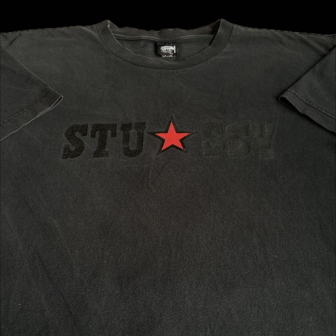 “80s 黒タグ” old stussy プリント 黒 Tシャツ USA製