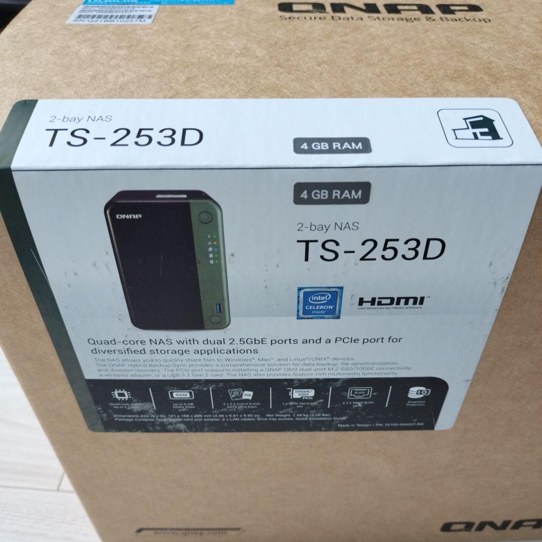 新品未使用 QNAP TS-253D 2-bay NAS 4GB RAM