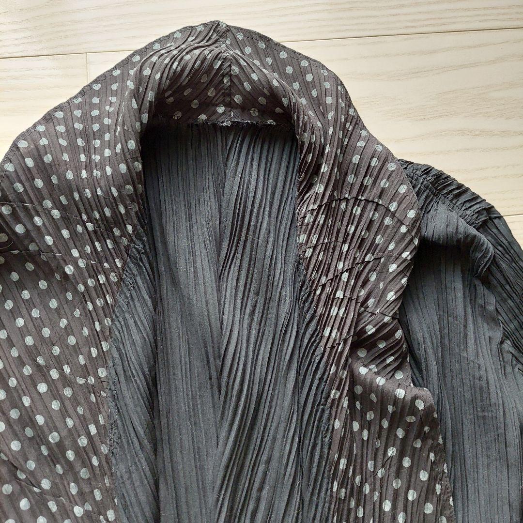難あり ISSEY MIYAKE FETE イッセイミヤケ水玉襟黒地切りっぱなし