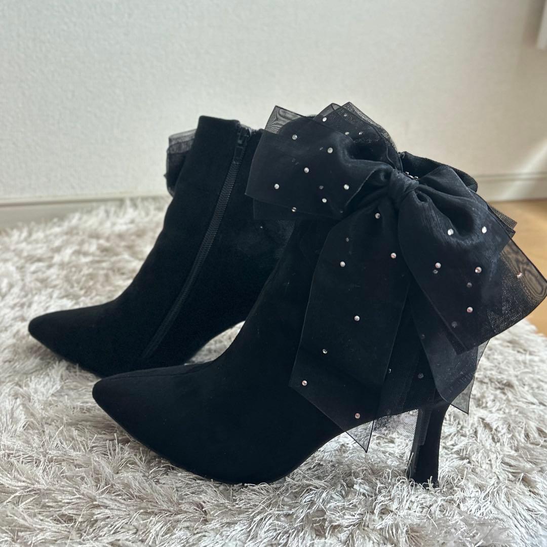 RANDA 2WAYバックリボンストレッチブーツ 【BLACK/Lサイズ】