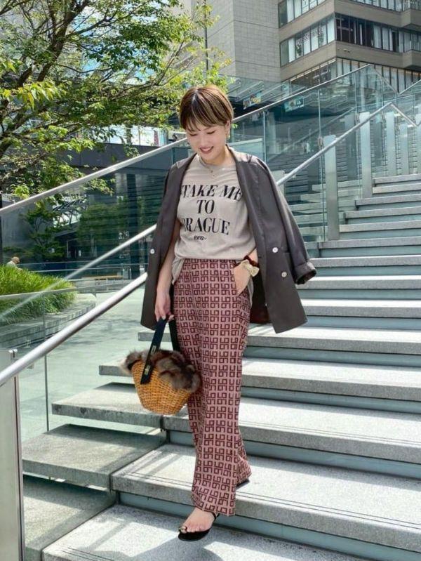 【Loungedress】モノグラムパンツ　ブラウン