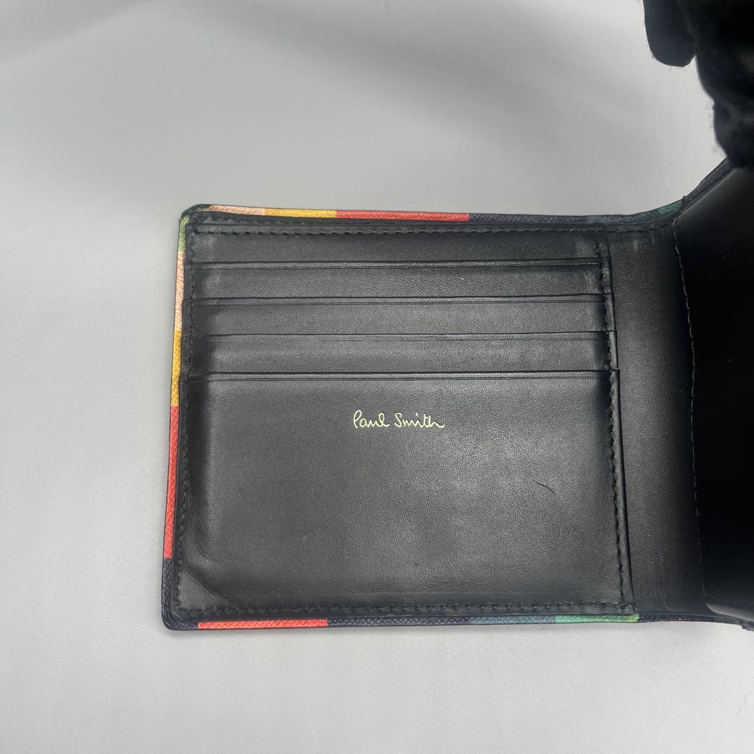 ポールスミス 二つ折り財布 マルチストライプ レザー