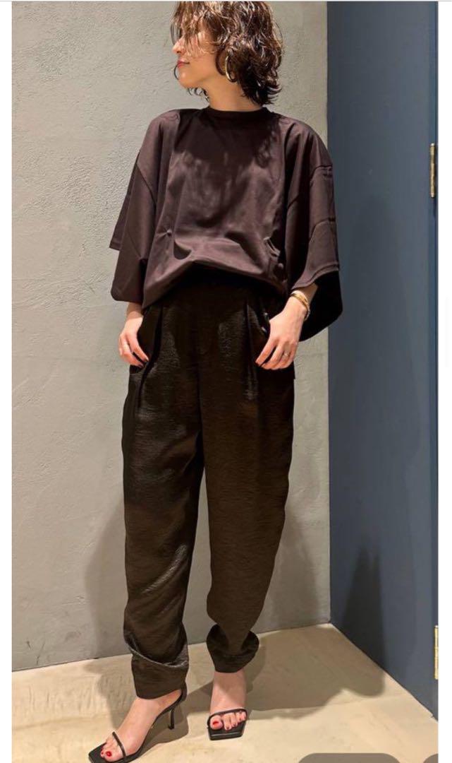 【美品】curensology クラッシュサテンセットアップ　ブラック