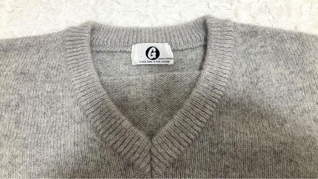 値下げ中！【美品】グッドイナフ ラインニット M モヘア　Vネック