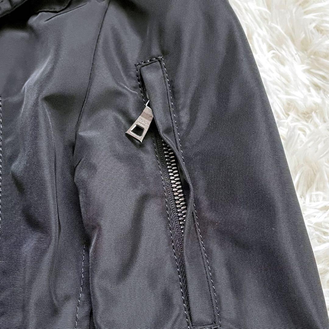 EPOCA UOMO ブラックナイロンフーデットコートライナーダウンジャケット