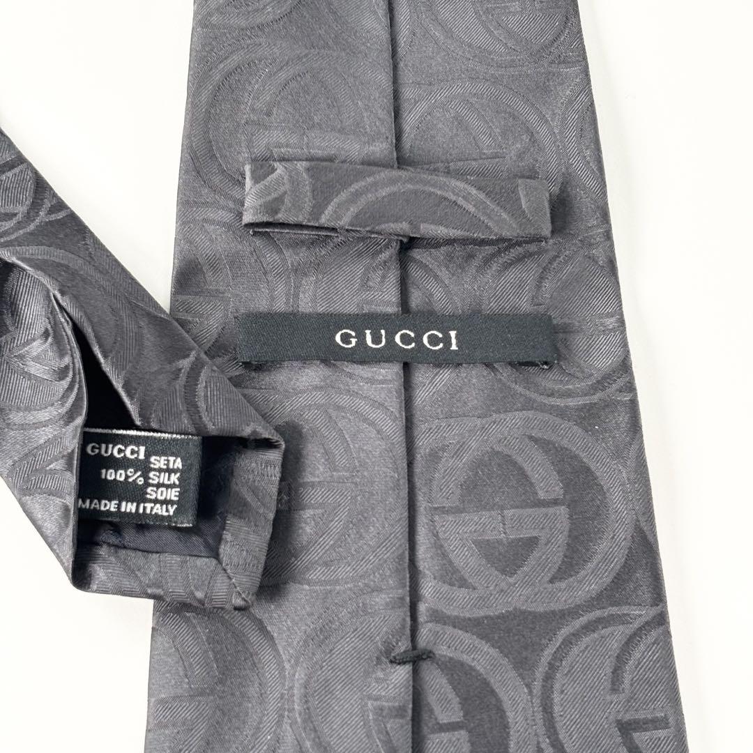 GUCCI グッチ 良品 GG柄 ネクタイ ブラック