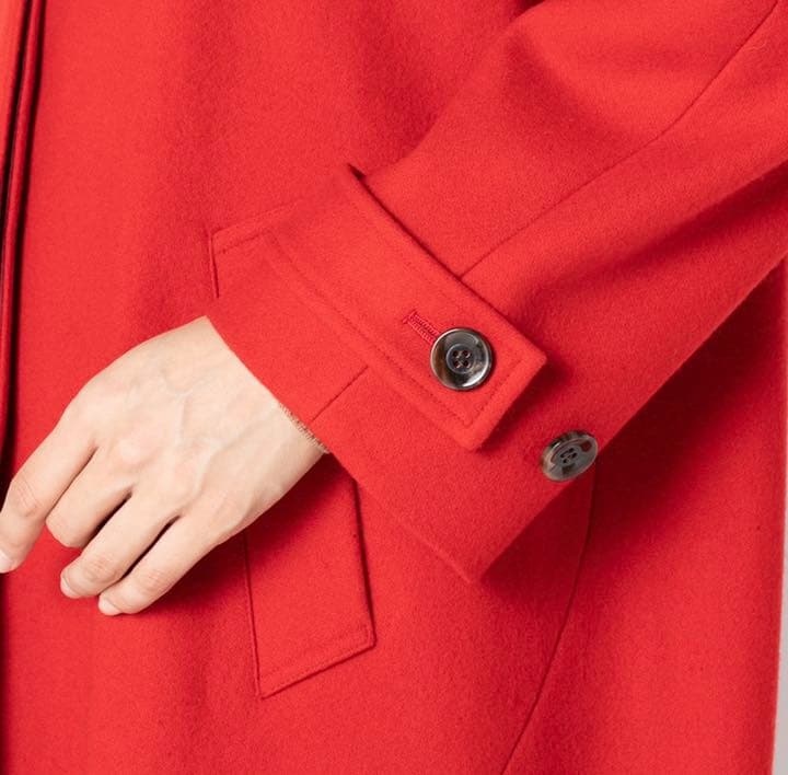 エリオポール　メルトンウール100% ロングコート　レッド　赤