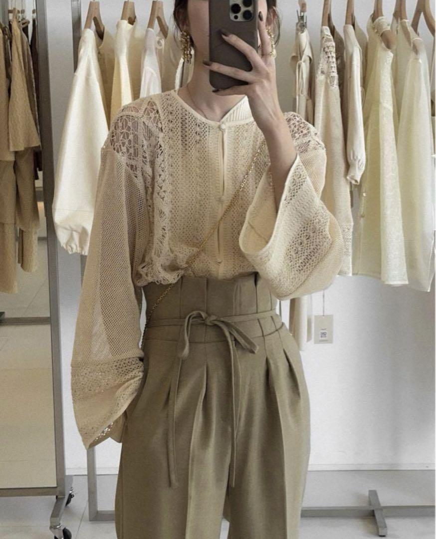 eaphi cotton lace patchwork blouse