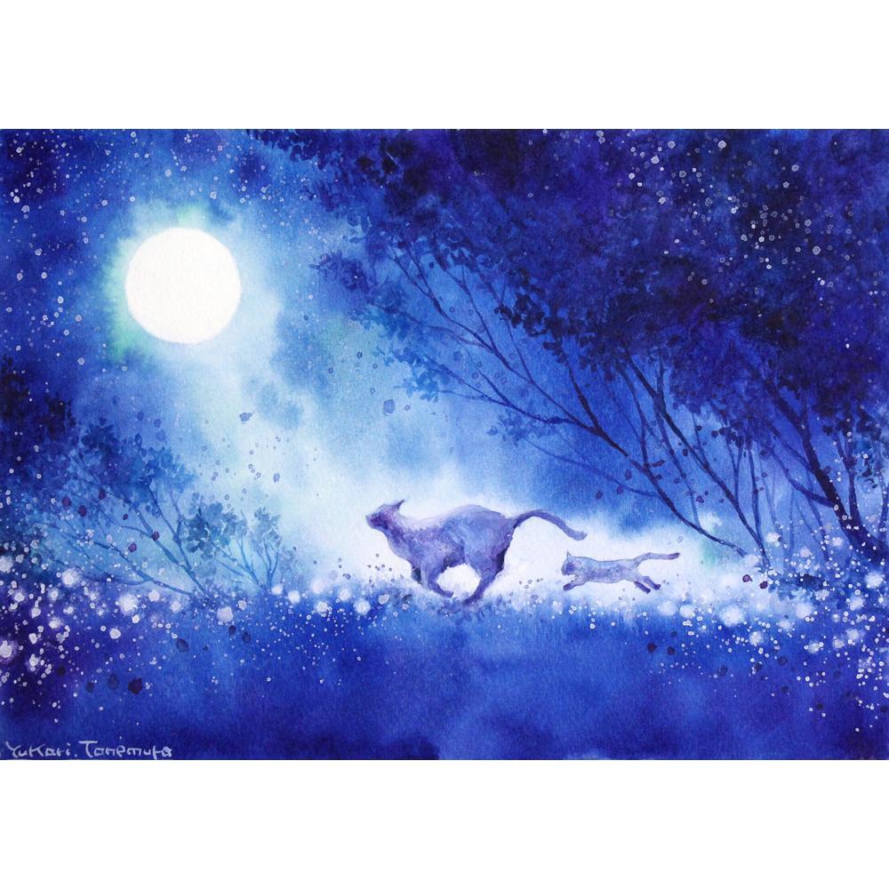 水彩画　風景画　原画　光 絵画 イラスト 原画）月光の風【SMサイズ／水彩画／#2483】 - メルカリ