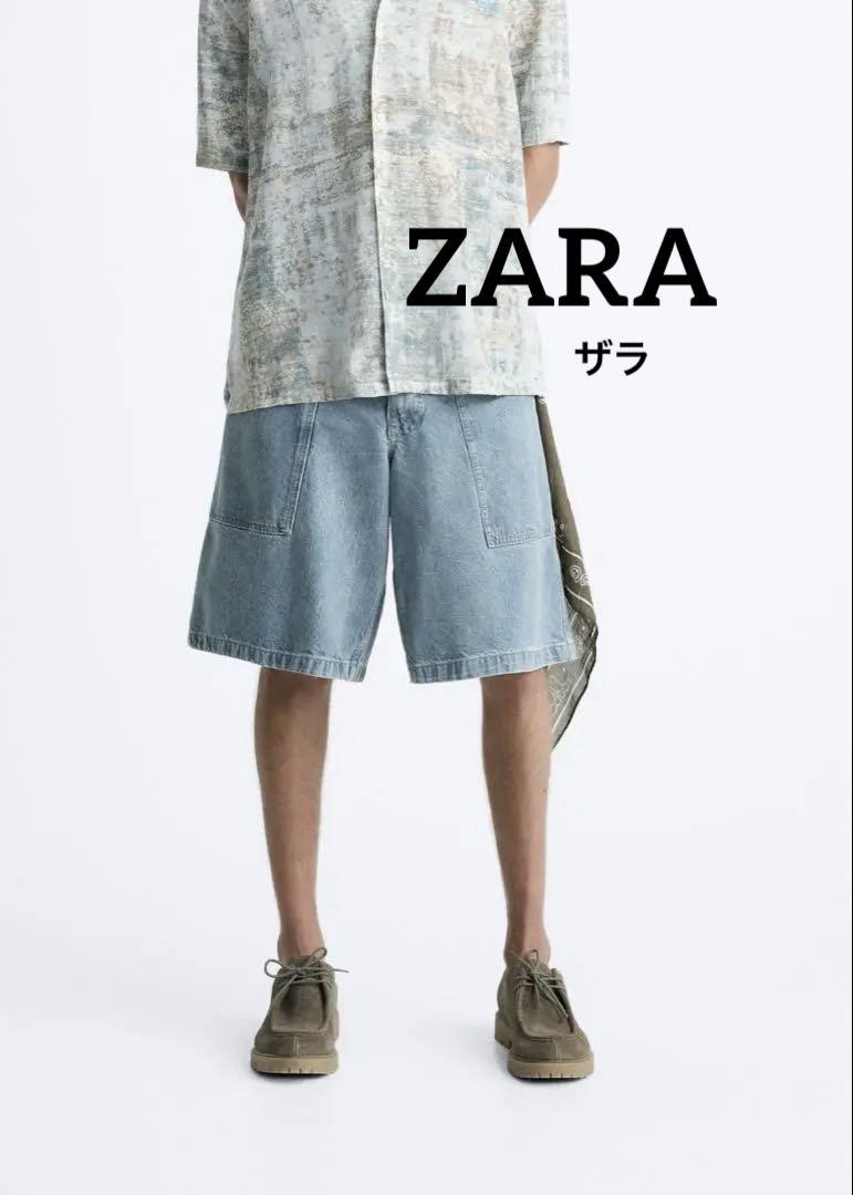 zara ジョーツ バギーフィットデニムショーツ ライトブルー