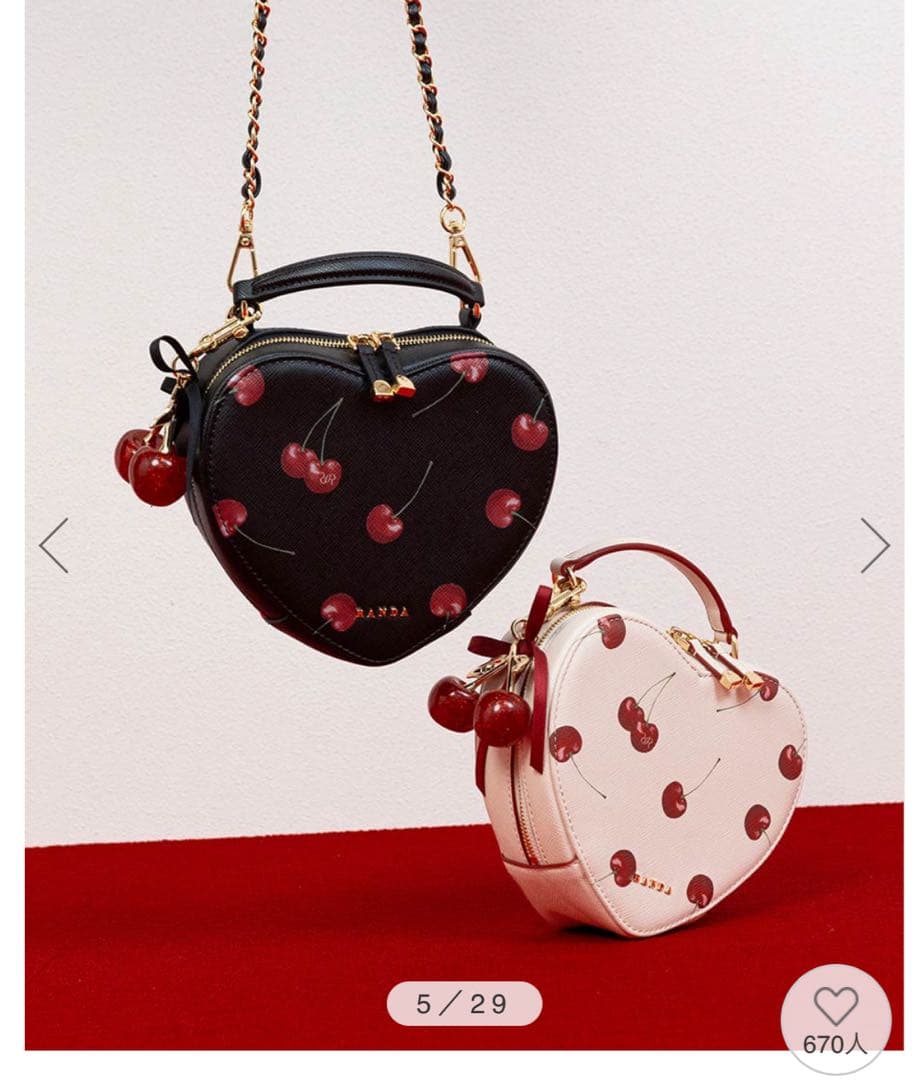 新品randa Cherry Collection チェリープリントハートバッグ