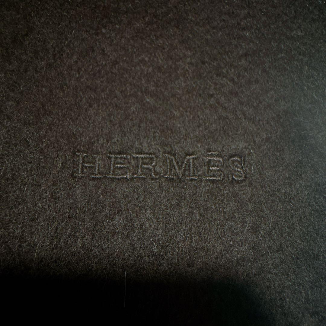エルメス マフラー カシミヤ100％ ダークブラウン ブラウン 茶 無地