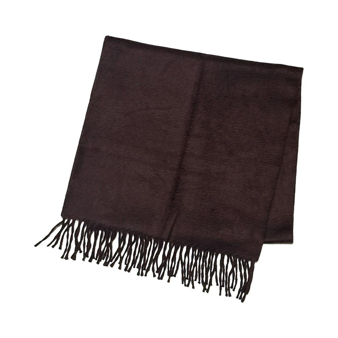 エルメス マフラー カシミヤ100％ ダークブラウン ブラウン 茶 無地