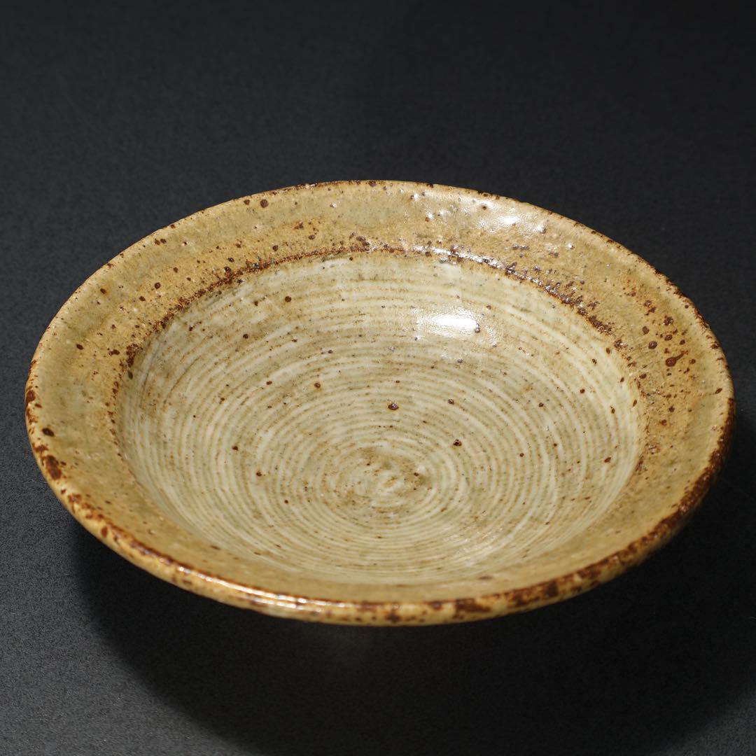 浜田庄司　象嵌小皿　まんじゅう皿　人間国宝　民藝　R1488w2 浜田庄司 象嵌小皿 まんじゅう皿 人間国宝 民藝 1488w1ダK3