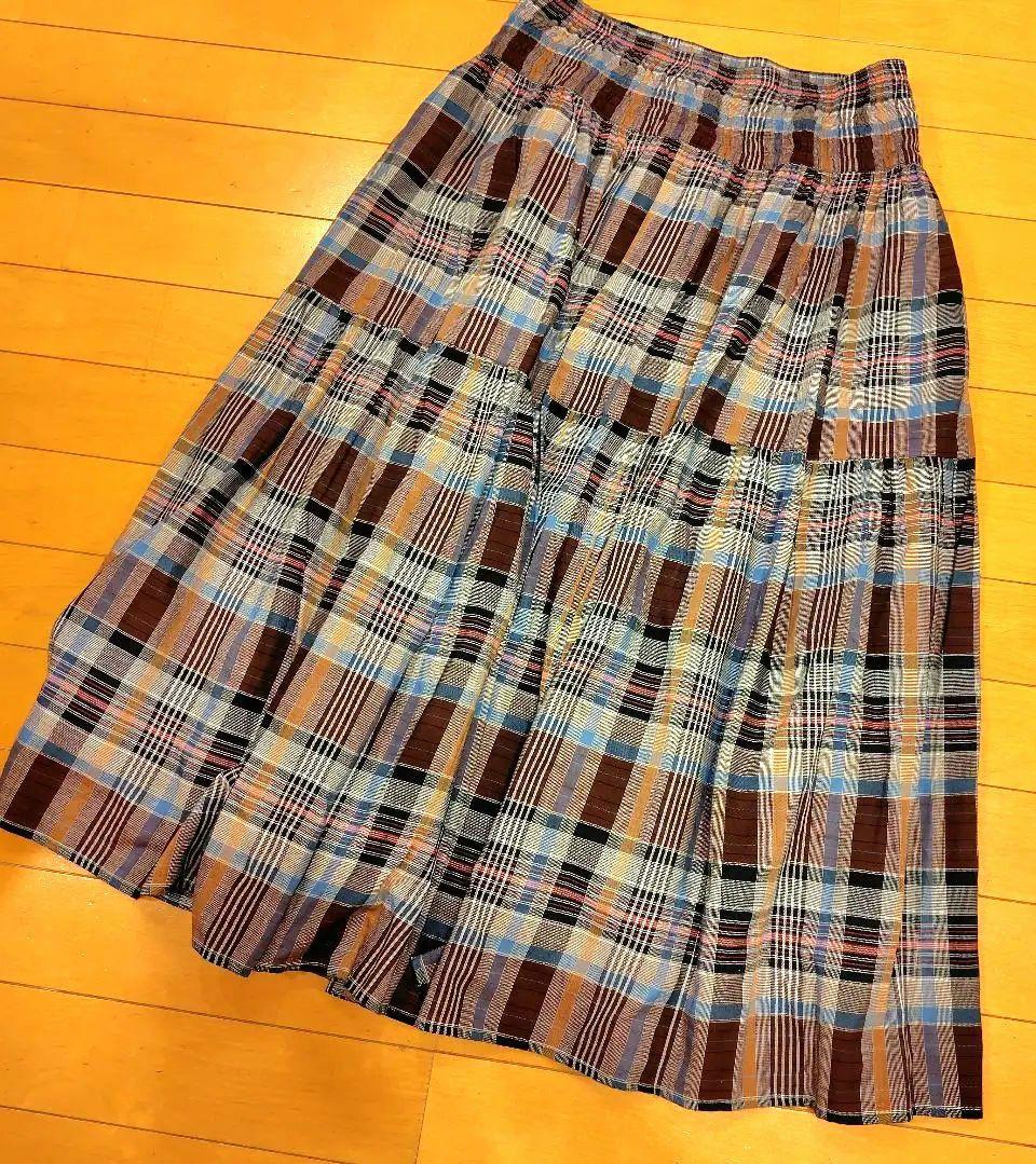 レリアン 近年モデルホワイトレーベル ブラウン系格子柄セットアップワンピース