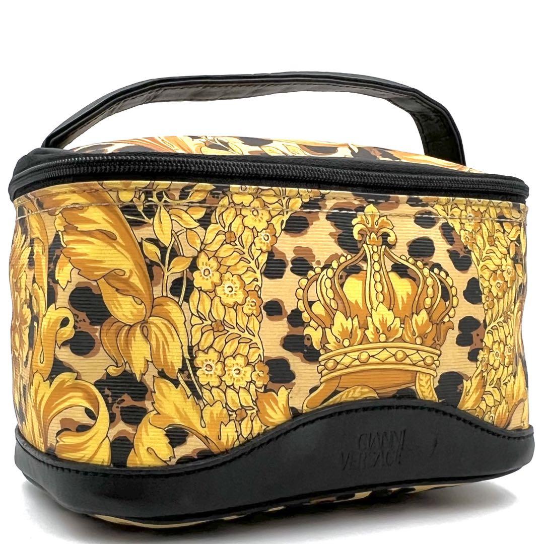 GIANNI VERSACE レオパード バロック柄 レザー バニティ ポーチ