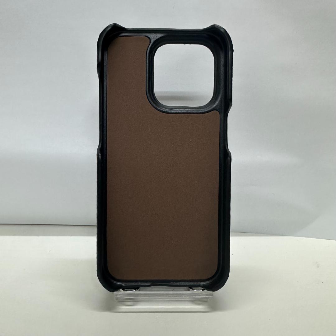 iPhone 15 PRO ケース　ブラック　リング付きスマホショルダー iPhone15 Pro Max 肩掛け 斜掛け 首掛け アイフォン 17pro