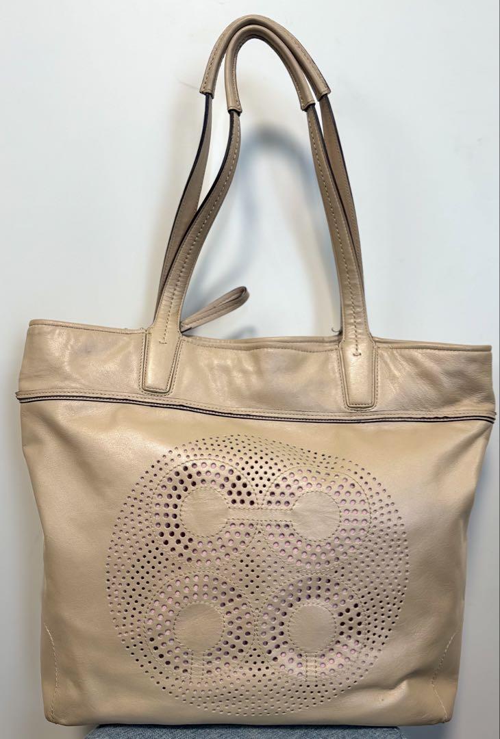 中古】COACH コーチ F20049 オプアート トートバッグ ベージュ